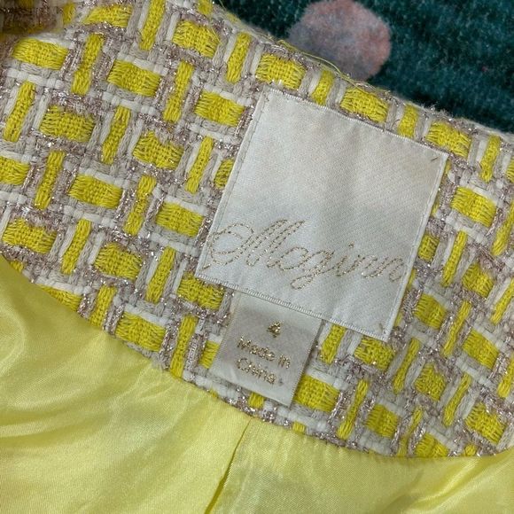 Boucle Tweed Blazer Chanel Style Jacket in Fringed Yellow HTF Super RARE - Picture 5 of 15